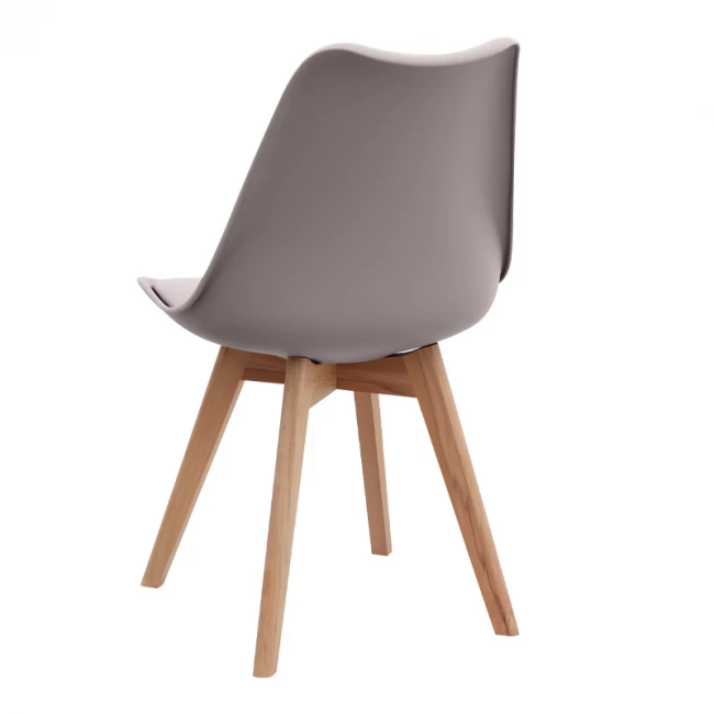 Καρέκλα τραπεζαρίας Viva Megapap PP - PU cappuccino - ξύλινο φυσικό πόδι 48,5x54x80εκ.