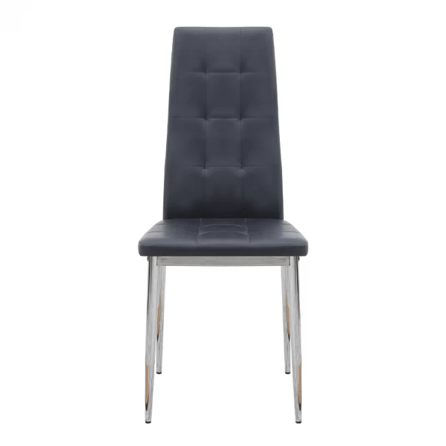 Καρέκλα τραπεζαρίας Rosa Megapap μαύρο PU - μεταλλικό πόδι χρωμίου 41x48x98εκ.