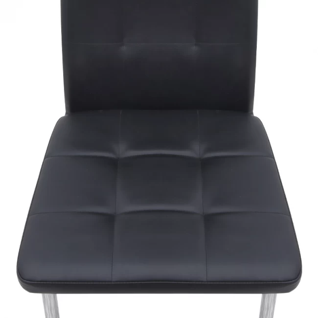 Καρέκλα τραπεζαρίας Rosa Megapap μαύρο PU - μεταλλικό πόδι χρωμίου 41x48x98εκ.