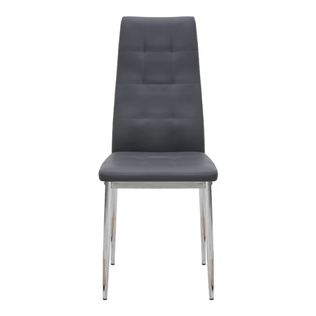 Καρέκλα τραπεζαρίας Rosa Megapap γκρι PU - μεταλλικό πόδι χρωμίου 41x48x98εκ.