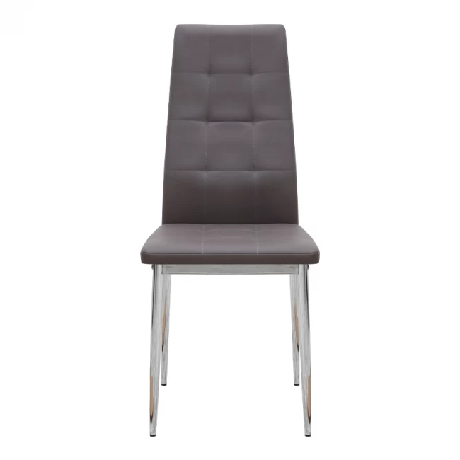 Καρέκλα τραπεζαρίας Rosa Megapap καφέ PU - μεταλλικό πόδι χρωμίου 41x48x98εκ.