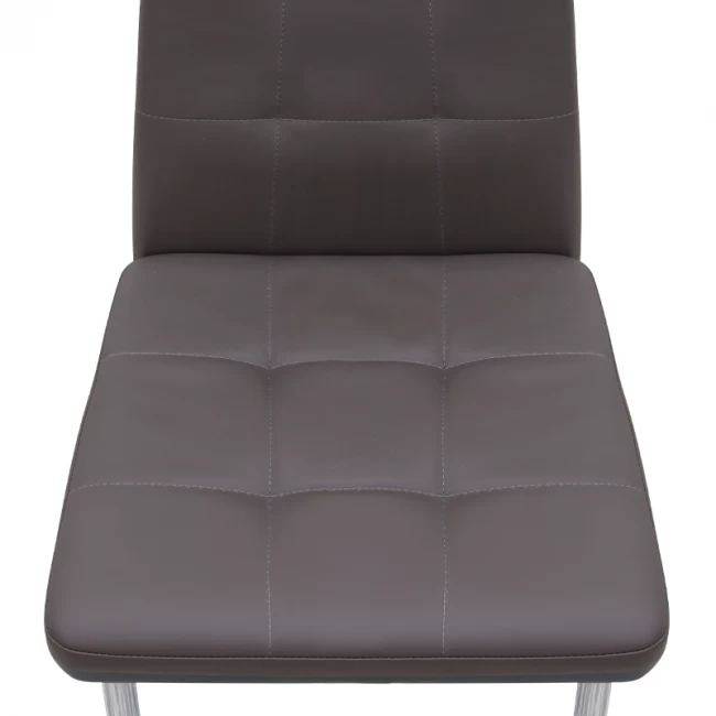 Καρέκλα τραπεζαρίας Rosa Megapap καφέ PU - μεταλλικό πόδι χρωμίου 41x48x98εκ.