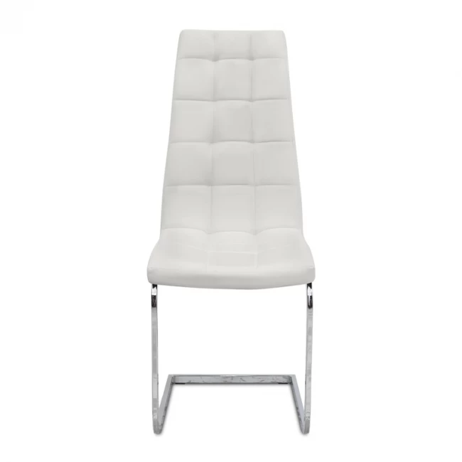 Καρέκλα τραπεζαρίας Vela Megapap λευκό PU - μεταλλική βάση χρωμίου 41x61x107εκ.