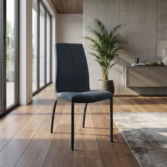 Καρέκλα τραπεζαρίας Fina Megapap ανθρακί ύφασμα - μεταλλικό μαύρο πόδι 43x58x95εκ.