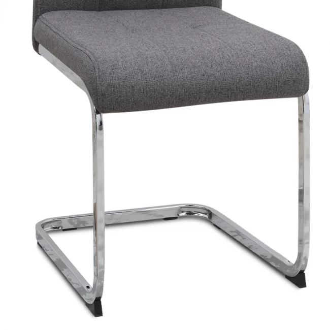 Καρέκλα τραπεζαρίας Laura Megapap γκρι ύφασμα - μεταλλική βάση χρωμίου 42x58x98εκ.