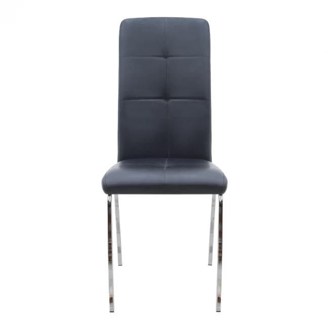 Καρέκλα τραπεζαρίας Alma Megapap μαύρο PU - μεταλλικό πόδι χρωμίου 42x53x97εκ.