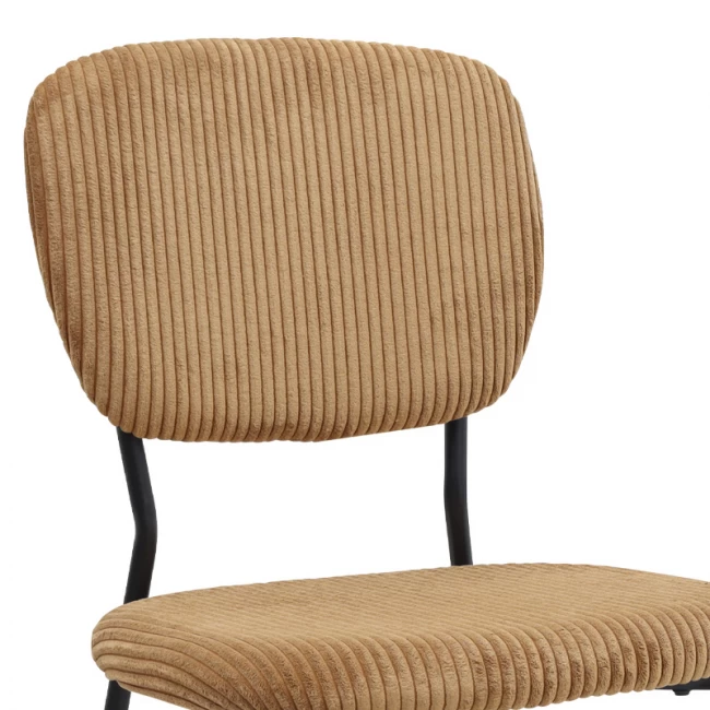 Καρέκλα τραπεζαρίας Kevin Megapap μουσταρδί ύφασμα - μεταλλικό μαύρο πόδι 48x51x87εκ.