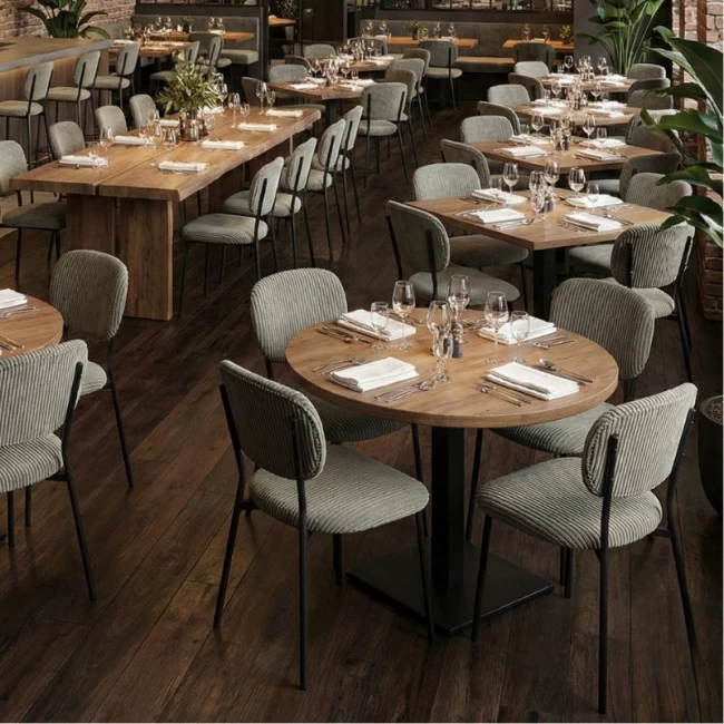 Καρέκλα τραπεζαρίας Kevin Megapap λαδί ύφασμα - μεταλλικό μαύρο πόδι 48x51x87εκ.