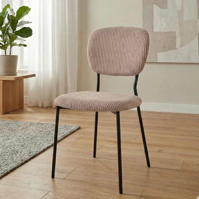 Καρέκλα τραπεζαρίας Kevin Megapap μόκα ύφασμα - μεταλλικό μαύρο πόδι 48x51x87εκ.