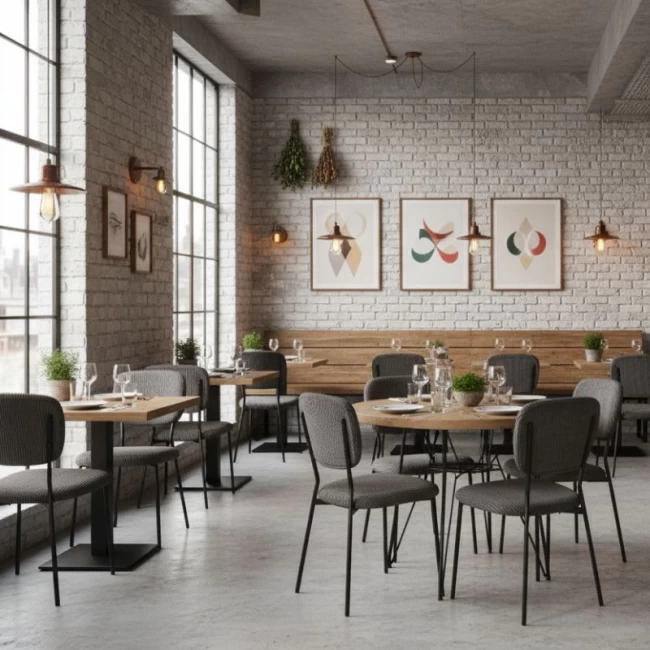 Καρέκλα τραπεζαρίας Kevin Megapap γκρι ύφασμα - μεταλλικό μαύρο πόδι 48x51x87εκ.