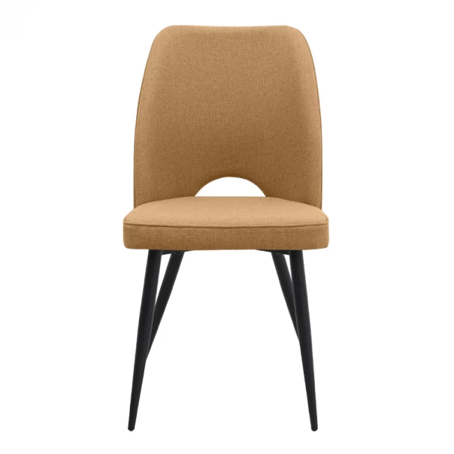 Καρέκλα τραπεζαρίας Christy Megapap μουσταρδί ύφασμα - μεταλλικό μαύρο πόδι 47x59x90εκ.