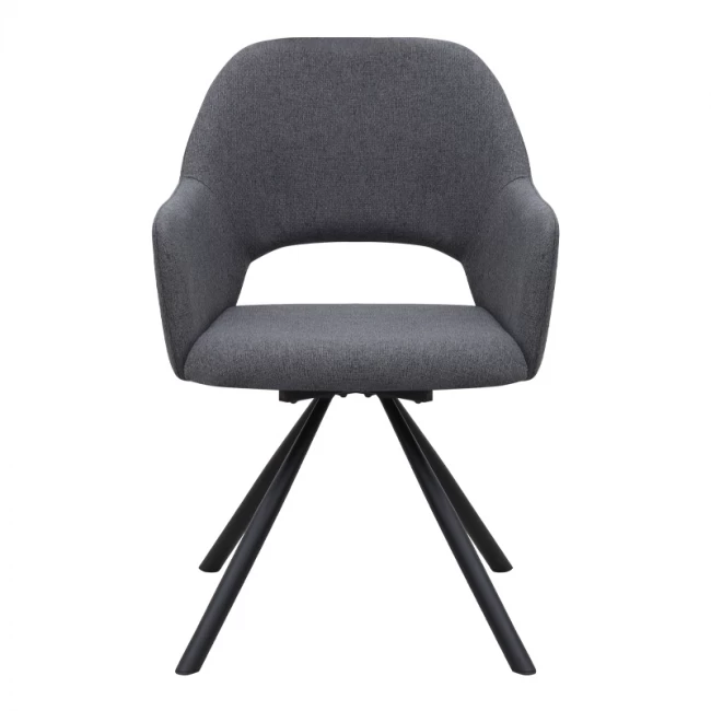 Πολυθρόνα τραπεζαρίας Gabriel Megapap γκρι ύφασμα - μεταλλικό μαύρο πόδι 58x60x85εκ.