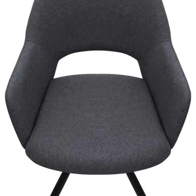 Πολυθρόνα τραπεζαρίας Gabriel Megapap γκρι ύφασμα - μεταλλικό μαύρο πόδι 58x60x85εκ.