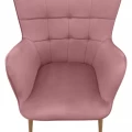 Πολυθρόνα - Μπερζέρα με υποπόδιο Lily Megapap σάπιο μήλο βελούδο - μεταλλικό πόδι χρώμα φυσικό 70x62x98εκ.