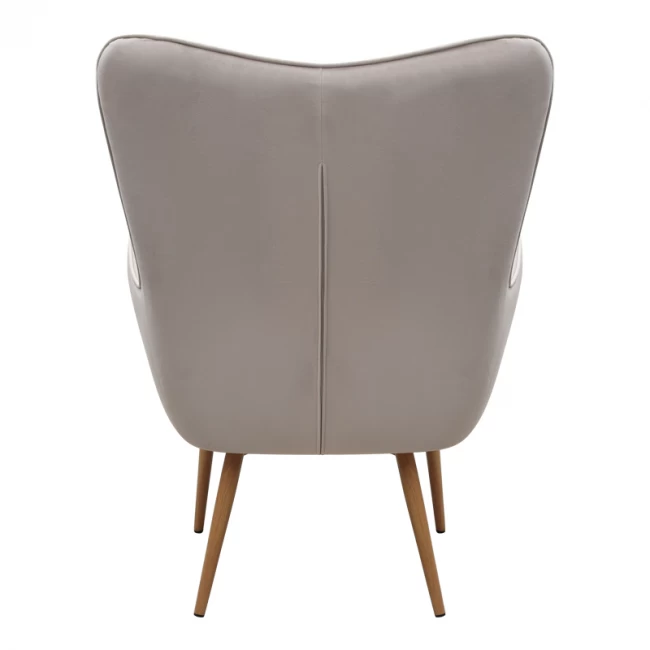 Πολυθρόνα - Μπερζέρα με υποπόδιο Lily Megapap μπεζ βελούδο - μεταλλικό πόδι χρώμα φυσικό 70x62x98εκ.