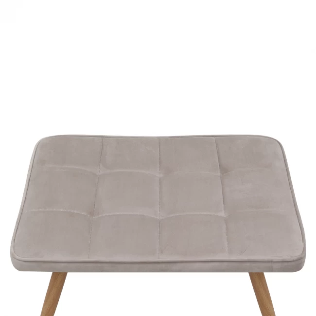 Πολυθρόνα - Μπερζέρα με υποπόδιο Lily Megapap μπεζ βελούδο - μεταλλικό πόδι χρώμα φυσικό 70x62x98εκ.