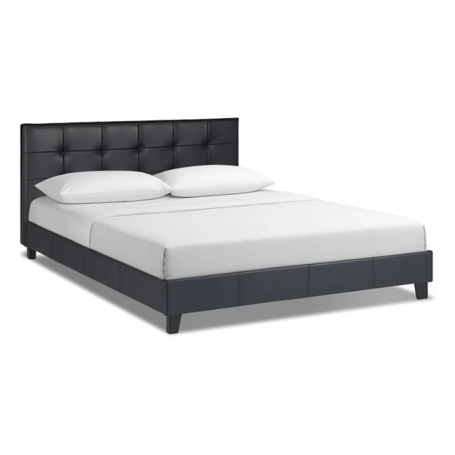 Κρεβάτι Sissy Megapap από τεχνόδερμα χρώμα μαύρο 160x200εκ.