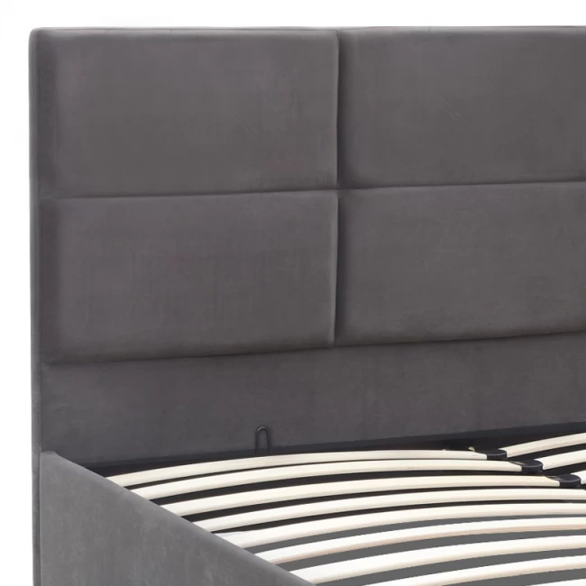 Κρεβάτι Kingston Megapap βελούδινο με αποθηκευτικό χώρο χρώμα ανθρακί 160x200εκ.