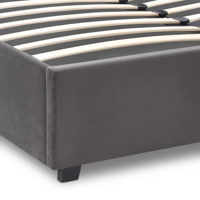 Κρεβάτι Kingston Megapap βελούδινο με αποθηκευτικό χώρο χρώμα ανθρακί 160x200εκ.