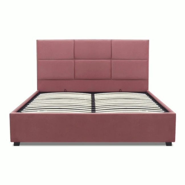 Κρεβάτι Kingston Megapap βελούδινο με αποθηκευτικό χώρο χρώμα σάπιο μήλο 160x200εκ.