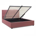Κρεβάτι Kingston Megapap βελούδινο με αποθηκευτικό χώρο χρώμα σάπιο μήλο 160x200εκ.