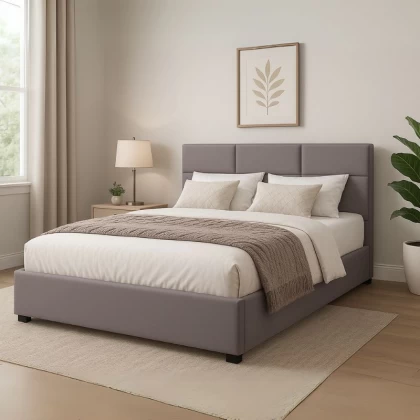 Κρεβάτι Kingston Megapap βελούδινο χρώμα γκρι 150x200εκ. Κρεβάτι Kingston Megapap βελούδινο χρώμα γκρι 150x200εκ.