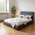 Κρεβάτι Flat Megapap υφασμάτινο χρώμα ανθρακί 160x200εκ.