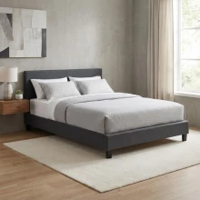 Κρεβάτι Flat Megapap υφασμάτινο χρώμα ανθρακί 150x200εκ.