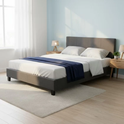 Κρεβάτι Flat Megapap υφασμάτινο χρώμα ανθρακί 140x190εκ. Κρεβάτι Flat Megapap υφασμάτινο χρώμα ανθρακί 140x190εκ.