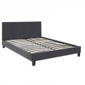 Κρεβάτι Flat Megapap από τεχνόδερμα χρώμα μαύρο ματ 150x200εκ.