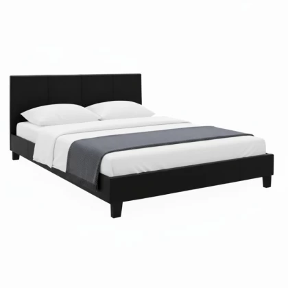 Κρεβάτι Flat Megapap από τεχνόδερμα χρώμα μαύρο ματ 140x190εκ. Κρεβάτι Flat Megapap από τεχνόδερμα χρώμα μαύρο ματ 140x190εκ.