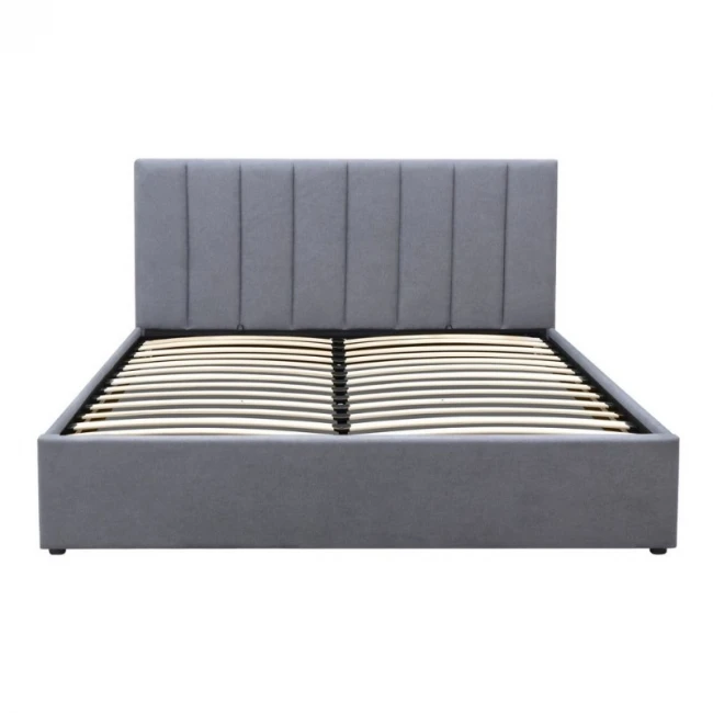 Κρεβάτι Renata Megapap υφασμάτινο με αποθηκευτικό χώρο χρώμα γκρι 150x200εκ.