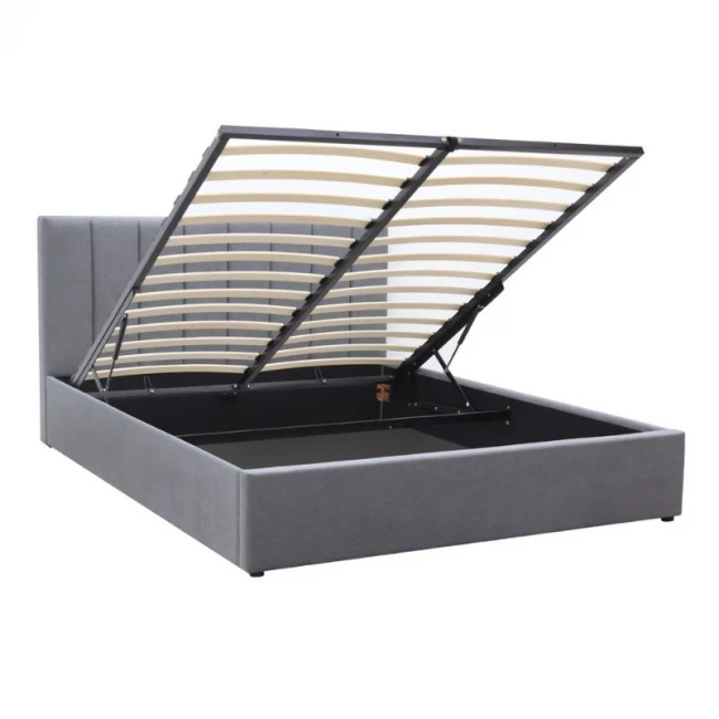 Κρεβάτι Renata Megapap υφασμάτινο με αποθηκευτικό χώρο χρώμα γκρι 150x200εκ.