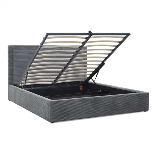 Κρεβάτι Velar Megapap υφασμάτινο με αποθηκευτικό χώρο χρώμα γκρι 160x200εκ.