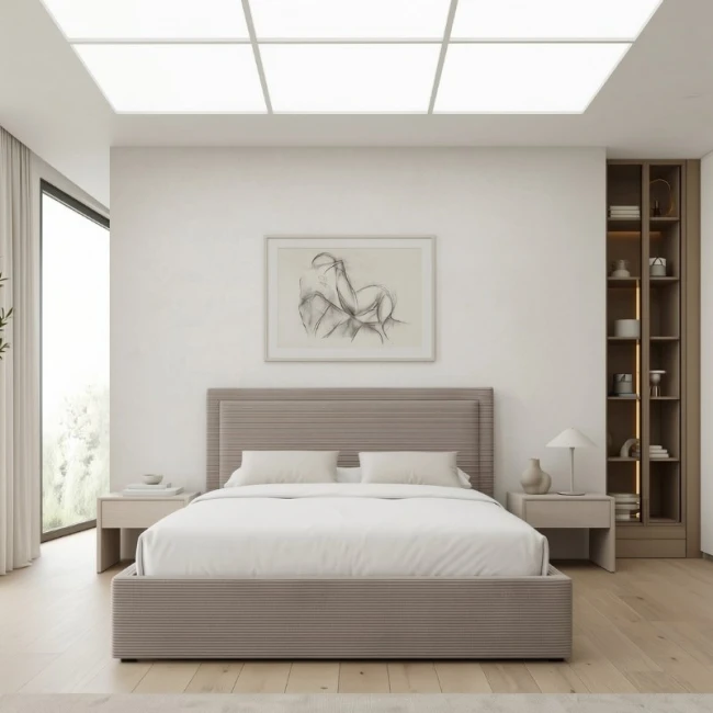 Κρεβάτι Velar Megapap υφασμάτινο με αποθηκευτικό χώρο χρώμα μόκα 160x200εκ.