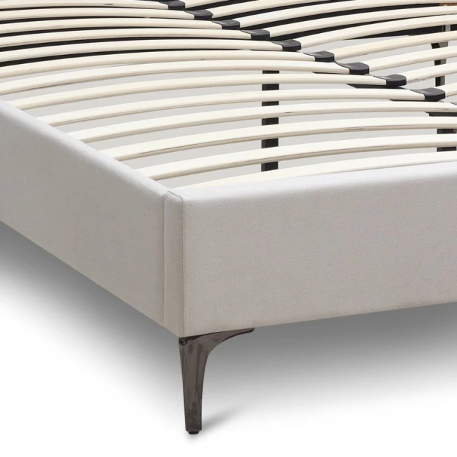 Κρεβάτι Mirel Megapap υφασμάτινο χρώμα ανοιχτό μπεζ 160x200εκ.