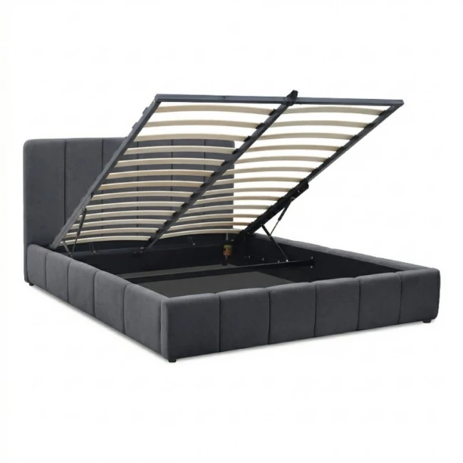 Κρεβάτι Nival Megapap υφασμάτινο με αποθηκευτικό χώρο χρώμα ανθρακί 160x200εκ.