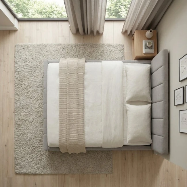 Κρεβάτι Nival Megapap υφασμάτινο με αποθηκευτικό χώρο χρώμα μπεζ 160x200εκ.