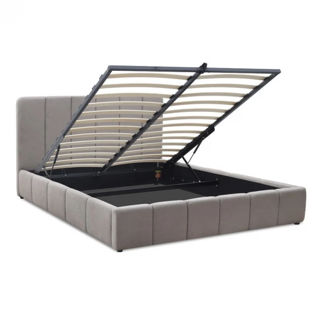 Κρεβάτι Nival Megapap υφασμάτινο με αποθηκευτικό χώρο χρώμα μπεζ 160x200εκ.