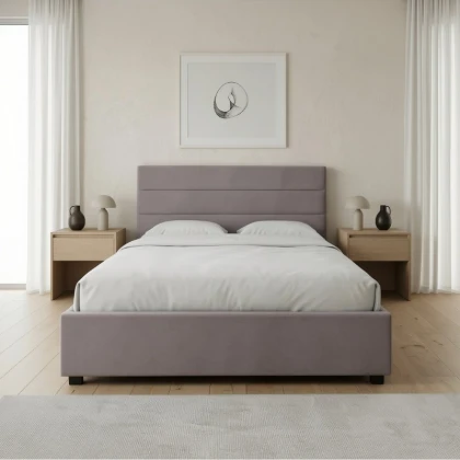 Κρεβάτι Olmo Megapap βελούδινο με αποθηκευτικό χώρο χρώμα γκρι 160x200εκ.