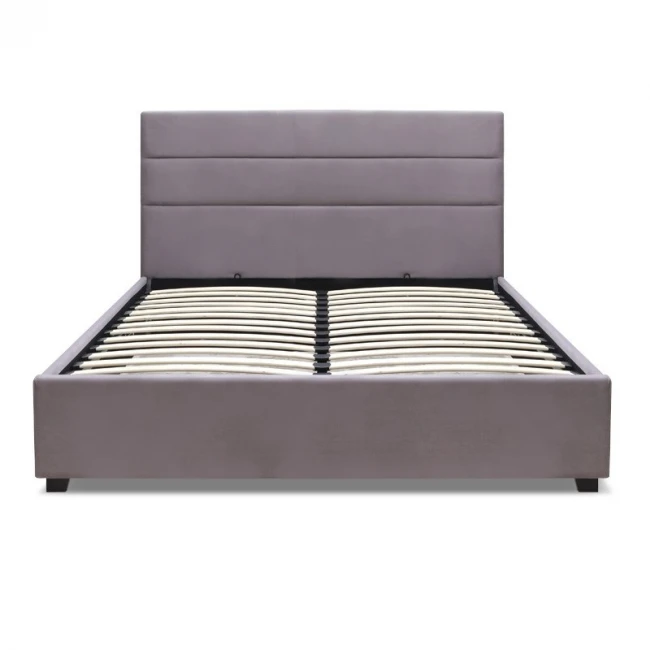 Κρεβάτι Olmo Megapap βελούδινο με αποθηκευτικό χώρο χρώμα γκρι 160x200εκ.