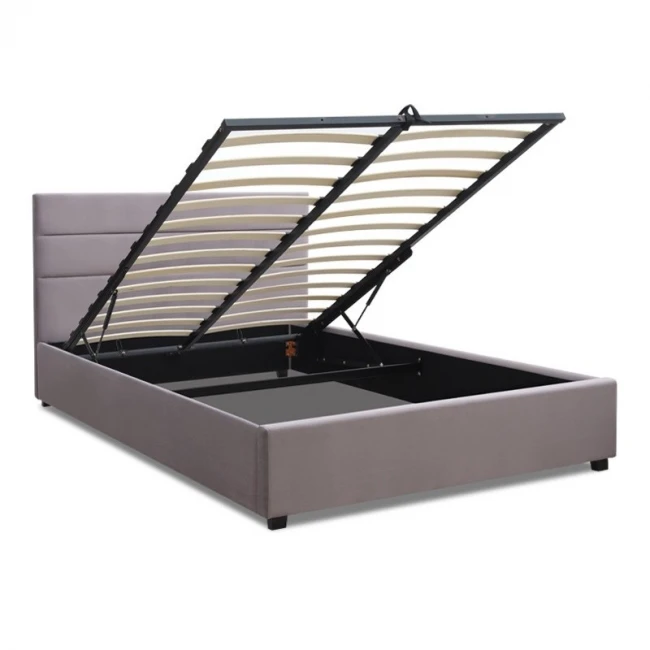 Κρεβάτι Olmo Megapap βελούδινο με αποθηκευτικό χώρο χρώμα γκρι 160x200εκ.