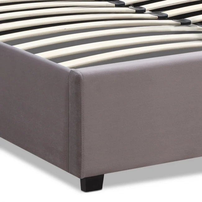 Κρεβάτι Olmo Megapap βελούδινο με αποθηκευτικό χώρο χρώμα γκρι 160x200εκ.