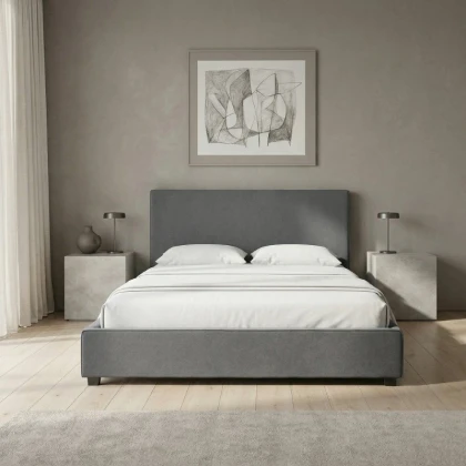 Κρεβάτι Verona Megapap υφασμάτινο με αποθηκευτικό χώρο χρώμα ανθρακί 160x200εκ.