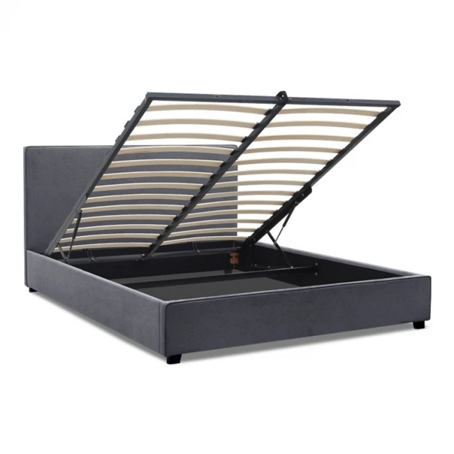 Κρεβάτι Verona Megapap υφασμάτινο με αποθηκευτικό χώρο χρώμα ανθρακί 160x200εκ.