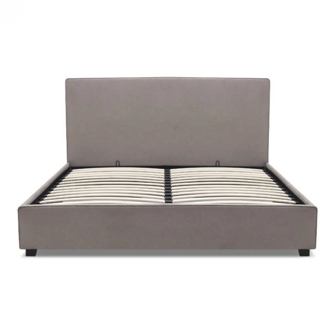 Κρεβάτι Verona Megapap υφασμάτινο με αποθηκευτικό χώρο χρώμα γκρι - μπεζ 160x200εκ.