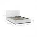 Κρεβάτι Iro Megapap από τεχνόδερμα με αποθηκευτικό χώρο χρώμα λευκό 150x200εκ.