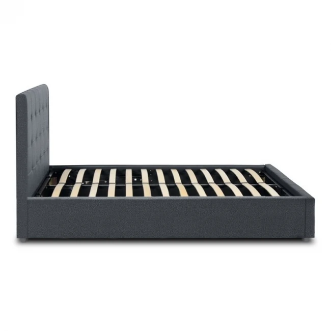 Κρεβάτι Iro Megapap υφασμάτινο με αποθηκευτικό χώρο χρώμα ανθρακί 150x200εκ.