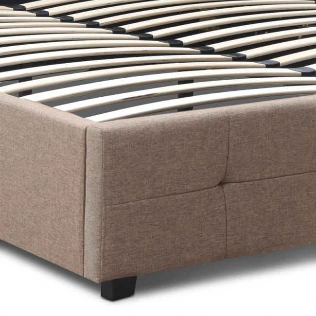 Κρεβάτι Iro Megapap υφασμάτινο με αποθηκευτικό χώρο χρώμα μπεζ - καφέ 150x200εκ.