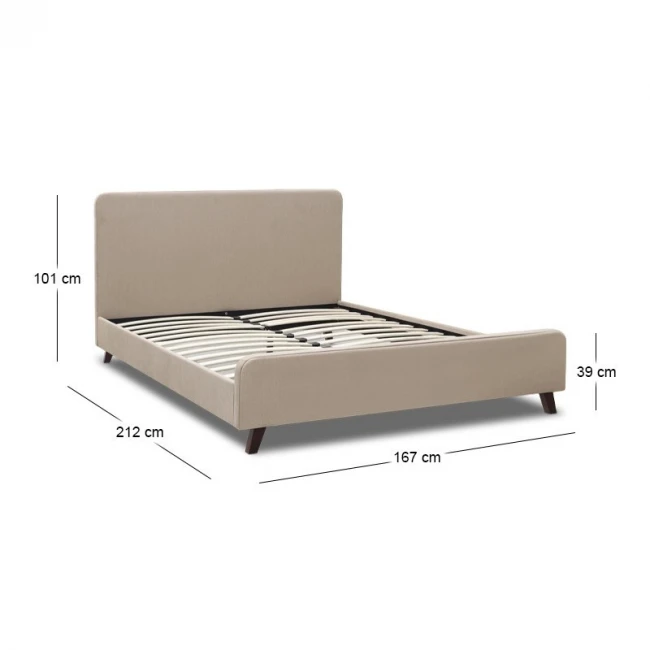 Κρεβάτι Ovelia Megapap υφασμάτινο χρώμα μπεζ 160x200εκ.